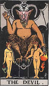 The Devil Major Arcana Tarot Card from Rider Waite Tarot Deck