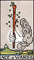 Image of the Rider Waite Ace of Wands Tarot Card