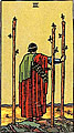 Image of the Rider Waite Three of Wands Tarot Card