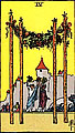 Image of the Rider Waite Four of Wands Tarot Card