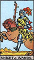Image of the Rider Waite Knight of Wands Tarot Card