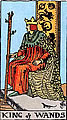 Image of the Rider Waite King of Wands Tarot Card