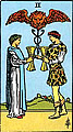 Image of the Rider Waite Two of Cups Tarot Card