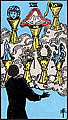Image of the Rider Waite Seven of Cups Tarot Card