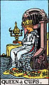 Image of the Rider Waite Queen of Cups Tarot Card