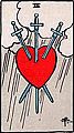 Image of the Rider Waite Three of Swords Tarot Card