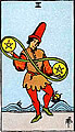 Image of the Rider Waite Two of Pentacles Tarot Card