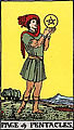 Image of the Rider Waite Page of Pentacles Tarot Card